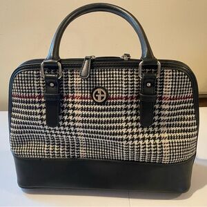 Stylish Houndstooth Handbag with Black Accents